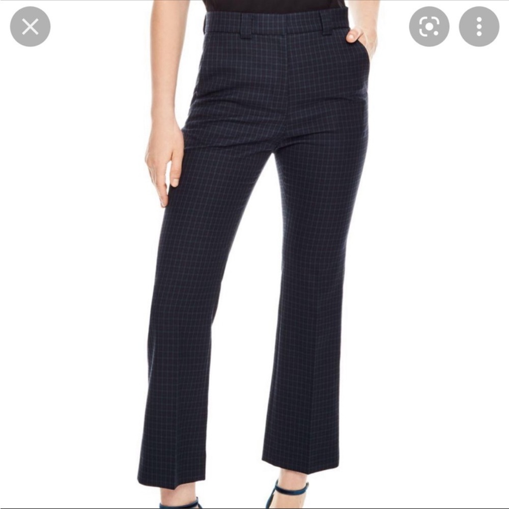 Sandro Cropped Deep Navy Tartan Pants